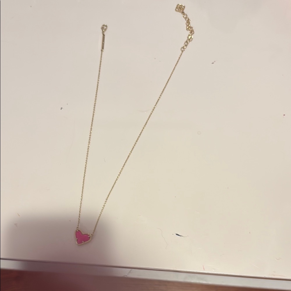 Kendra Scott Gold and Pink Ari heart Necklace